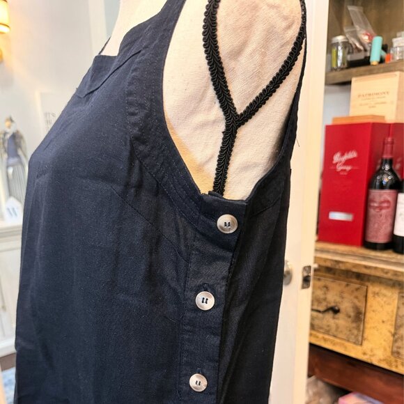 For Cynthia Navy Blue Linen Dress Size M Sleeveless Tank - Picture 5 of 9